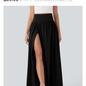 HALARA Black Maxi Skirt with High Thigh Slit and Wide Waistband